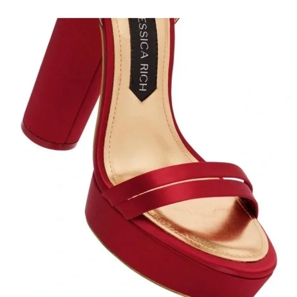 JESSICA RICH PLATFORM SANDAL SATIN RED 5.5”HEEL” SIZE 10 MEDIUM